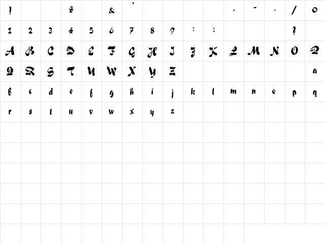 Sociopath 1 Regular  glyph index