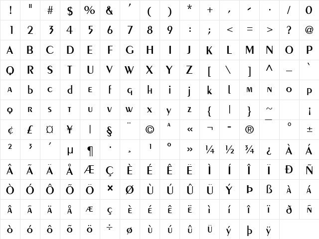 Pare Normal  glyph index