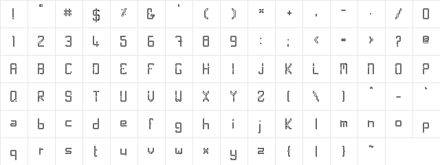 Spacenoid Regular  glyph index