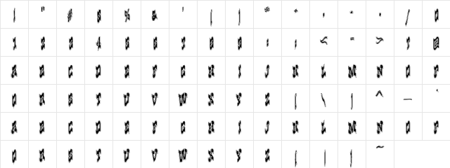 Excogitated05 Regular  glyph index