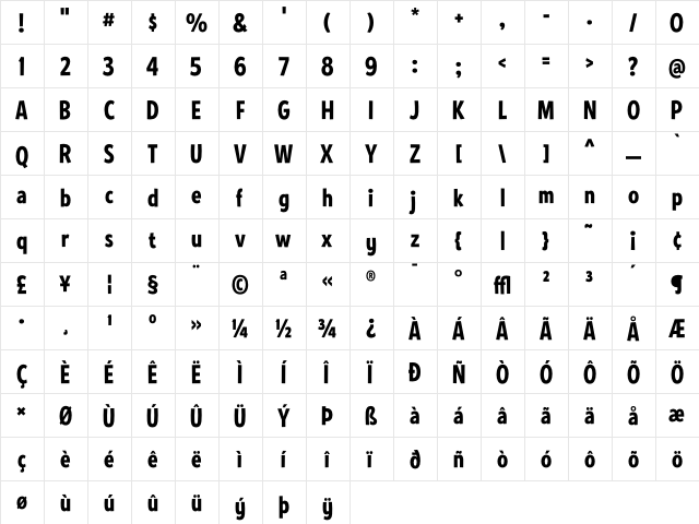 EdPS Gothic  glyph index