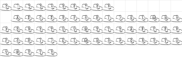 101! Kimmy's Kowboy Hat Regular  glyph index