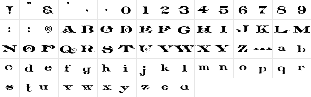 PlowrightPoint Regular  glyph index