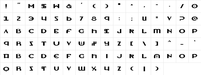 Lionheart Expanded Expanded  glyph index