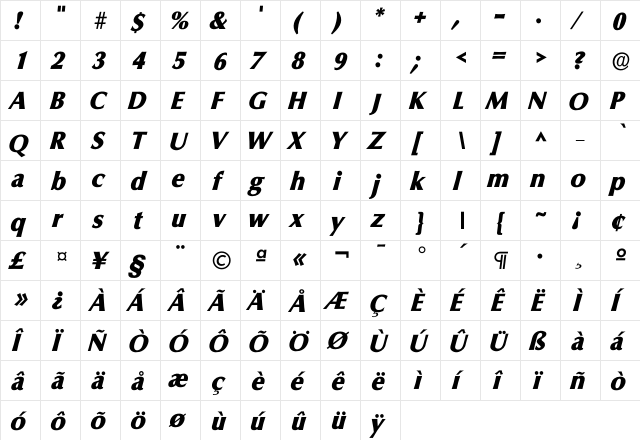 Icoluku ExtraBold  glyph index