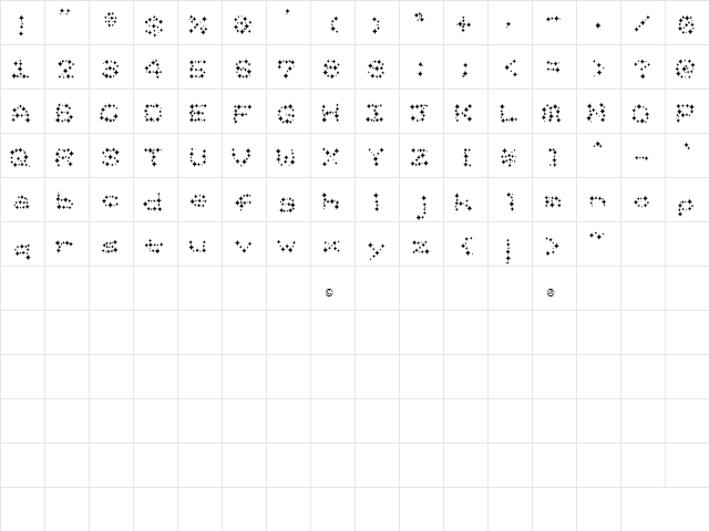 trattorian 2 Regular  glyph index
