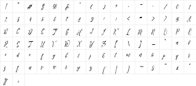 Arthands Regular  glyph index
