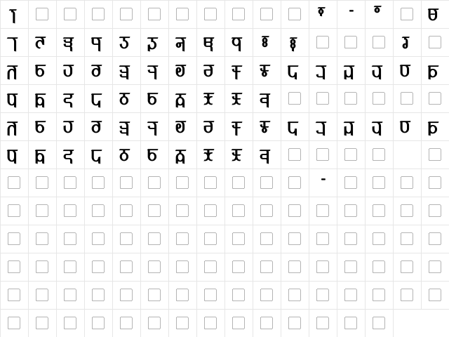 Qijomi Bold  glyph index