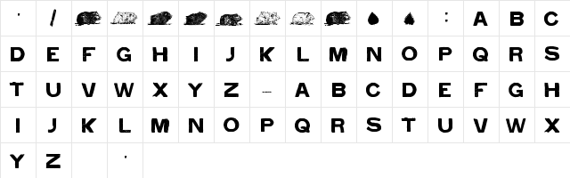 cacavia01 Regular  glyph index