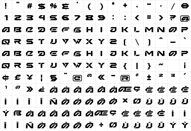 Iron Shark Regular  glyph index