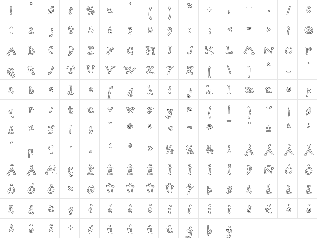 Babine Outline  glyph index