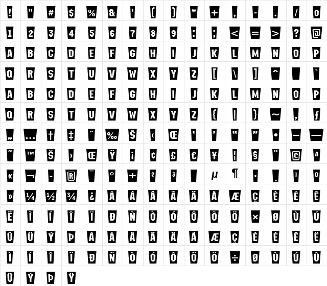 a_MeccanoCmCtBl Regular  glyph index
