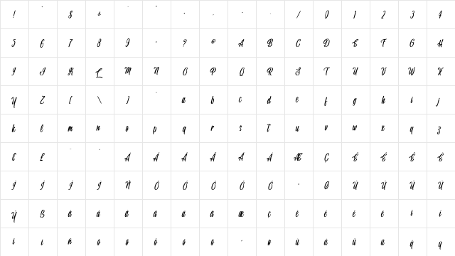 Handsome Boss - Personal Use Regular  glyph index