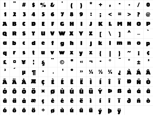 LTBariton Medium  glyph index
