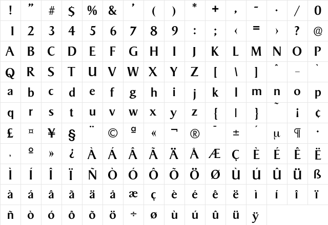 Sigvar-Medium Regular  glyph index