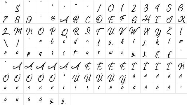 Amazing Kids Regular  glyph index