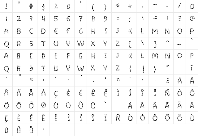 PutMyFootDown Regular  glyph index