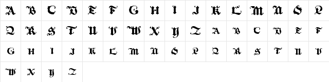 BlackInitialText Regular  glyph index