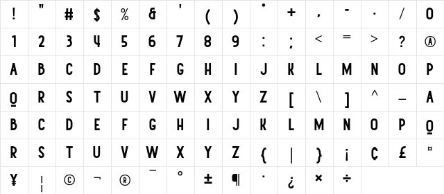 Canterpids Regular  glyph index