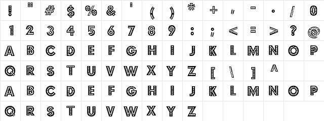 Boomboom Regular  glyph index