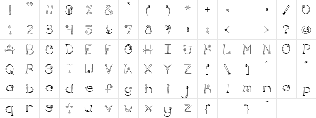 DJ Hardball Regular  glyph index