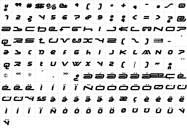 Frozdotre Regular  glyph index