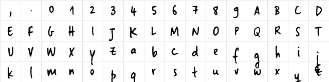 Landslide Sample Regular  glyph index