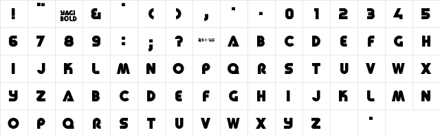 DXS Yagi Bold Regular  glyph index