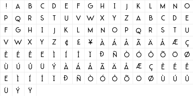 LAQUATSA Regular  glyph index