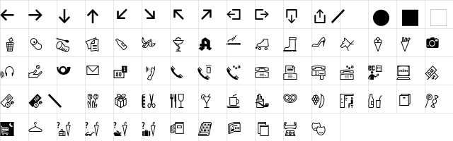 InfoPict-Three Regular  glyph index