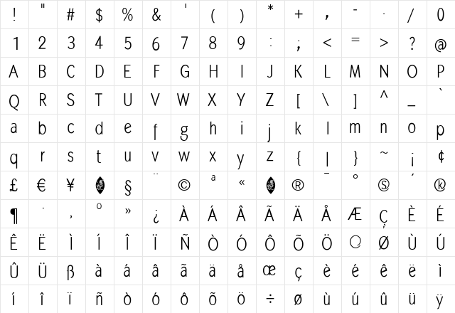 MKAbel Regular  glyph index