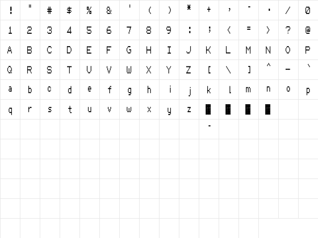 HydrogenType Regular  glyph index