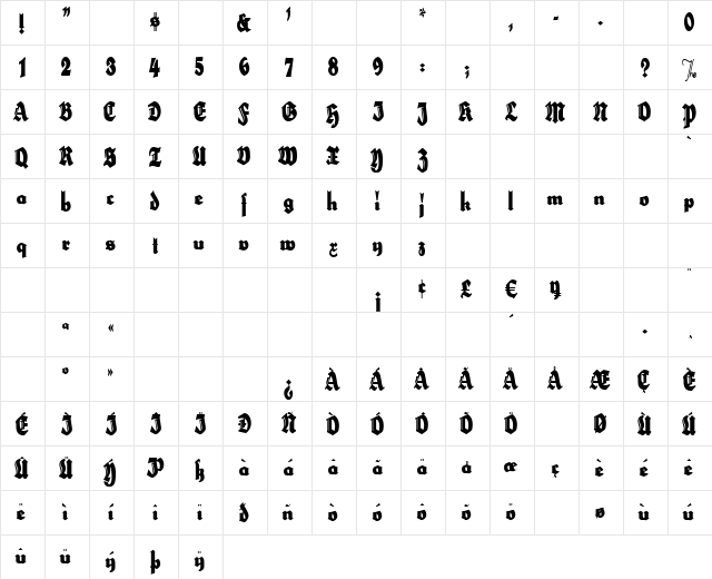 HerzogVonGraf Normal  glyph index