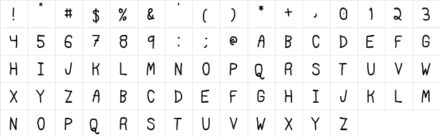 Markerz Regular  glyph index