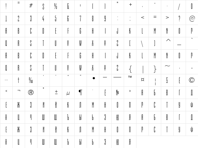 a_EmpirialNr Regular  glyph index
