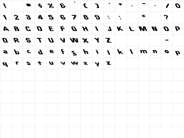 Core 9 Regular  glyph index