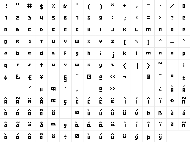 hooge 04_55 Regular  glyph index