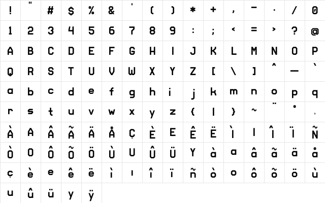 College Sans Regular  glyph index