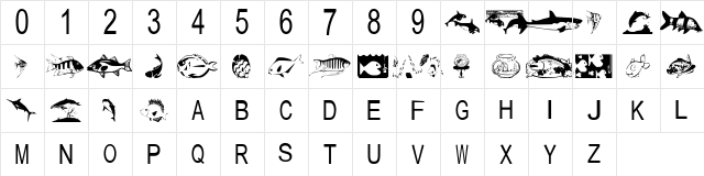 tungfont fish Regular  glyph index
