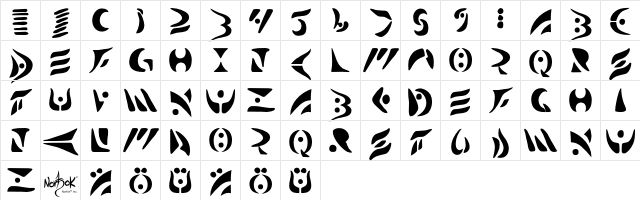 Bullskrit NFI Regular  glyph index