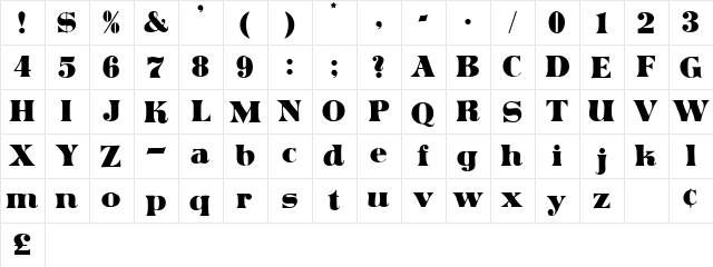 Articula Display SSi Regular  glyph index