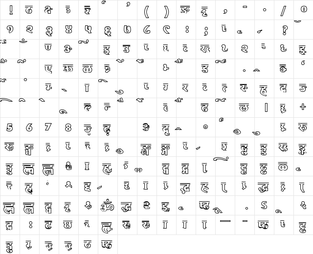 AkrutiDevNavin Normal  glyph index