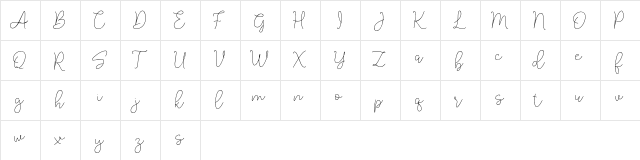 Lucylane Free Regular  glyph index
