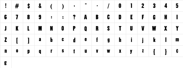 BarbieOM BoldSans  glyph index
