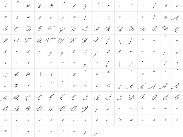 Petronella-Regular Regular  glyph index