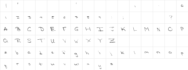 True Gooze Regular  glyph index