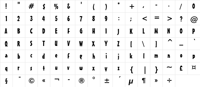 MisterEarlC BT Regular  glyph index