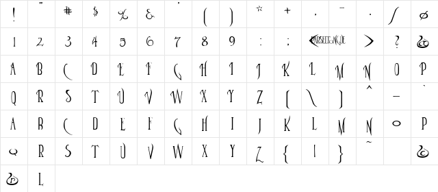 Parseltongue Regular  glyph index