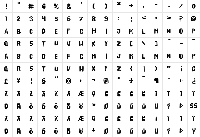 HVD Poster Regular  glyph index