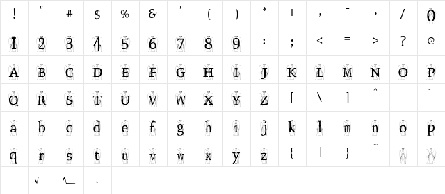 Seraph Regular  glyph index